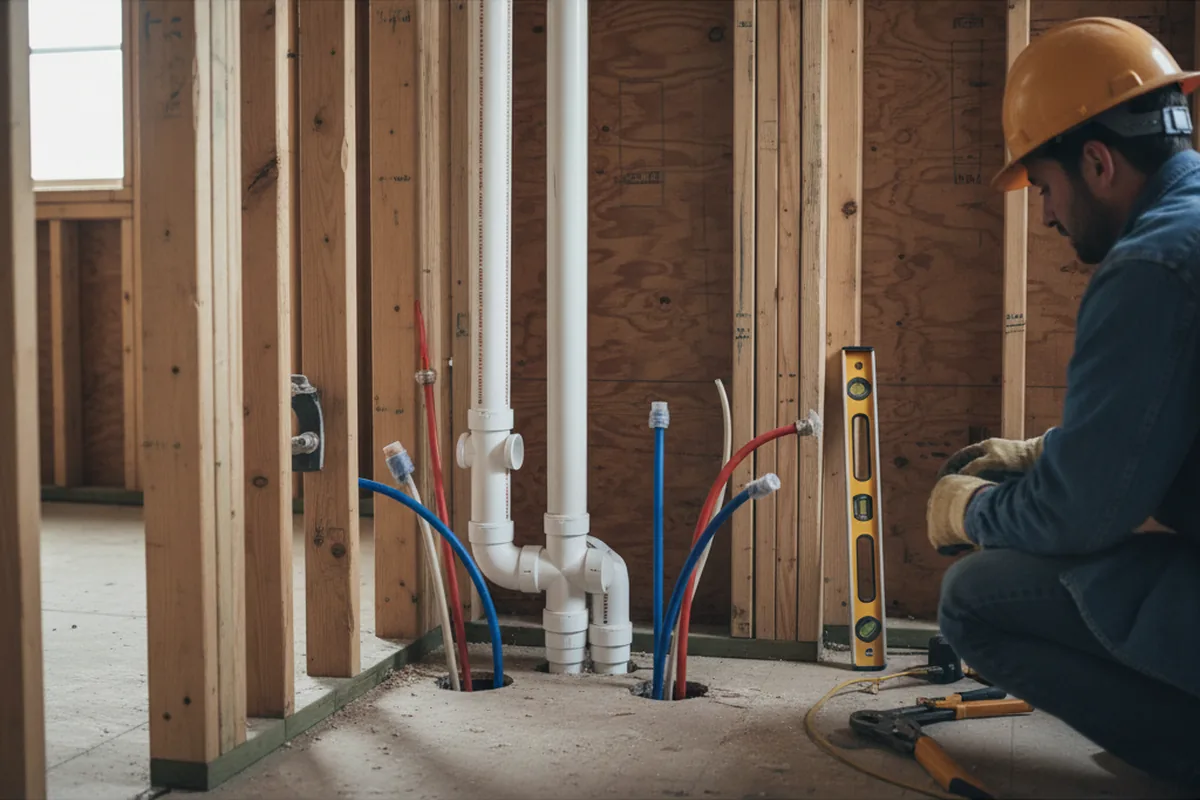 Drain and supply rough-in during Drain Cleaning in Louviers